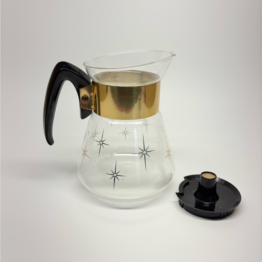 Vintage MCM Pyrex Corning 1960s Atomic Star Burst 4-6 Cup Coffee Pot Carafe - Picture 6 of 10